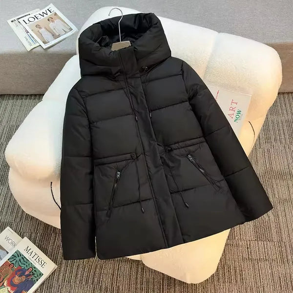 Hooded Parkas Women's Winter Cotton-padded Jackets Mid-length Overcoat Thicken Warm Casual Parkas Streetwear