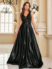 Elegant Sequins Evening Dress For Women Deep V-neck Satin Prom Party Green Dress Floor Length Blue Formal Gowns