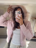 Zipper Cotton Quilted Puffer Jacket Women Furry Hooded Long Sleeve Slim Casual Female Coat Winter Outerwear Chic Lady Coats