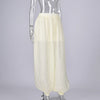Elegant Apricot Loose Pleated Bloomers Women Casual Elastic Waist Trousers Female Spring Sheer Long Pants