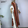 Knitting Rainbow Printing Comfort Warm Winter Holiday Dress Elegant Africa Women Boho Party Long Dress