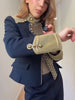 Retro Stand Collar Napoleon Slim Jacket Women Chic Navy Style Full Sleeve Gold Embroidered Coat Lady High Street Outwear