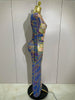 Sparkly Rhinestone Stretchy Mesh See Through Long Dress Women Birthday Party Performance Nightclub Stage Costume