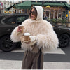 Faux Fur Coat Women Loose Lapel Full Sleeve Fluffy Short Overcoat Autumn Winter Street Lady Furry Warm Overcoat