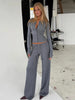 Women's Clothing Cardigan Slim Long Sleeve Low Waist Long Pants Sweater Solid Color Two Piece Outfits Woman Simple Style Casual
