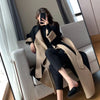 Women Autumn Winter Double-faced Polyester Blends Long Style Elegant Patchwork Woolen Overcoat High Street Slim Sashes Outerwear