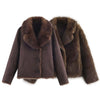 Winter Women's Street Faux Fur Jackets For Women Long Sleeves Double-Sided Thick Warm Casual Coats