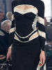 Hollow Jacquard Patchwork Dress Women Chic Full Sleeve O-Neck Stretch Skinny Sexy Hottie Banquet Party Club Vestidos