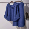 Pleated Suit Set For Women Spring Lapel Top + Fold Wide Leg Pants Two-piece Set Loose Casual Sets Female 2C2174