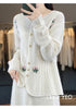 Autumn Winter Round Neck Embroidery Comfortable Ladies Sweater Coat Elegant Women Knitted Cardigan Sweater Jacket
