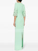 High Street Designer Women's Spliced Mesh Half Sleeve Beaded Long Maxi Dress
