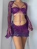 Women Sexy Dancing Dress Set Women's Beaded Knitted Sweater Three Piece Set Looking