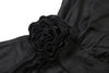 Hipster Sash+Dress Women Thin Elegant Slash Neck Tierred Puffy Hem 3d Flowers Tassel Buttons Skinny Party Bodycon