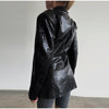 Crocodile Embossed Faux Leather Blazer Lapel Collar Long Sleeve Slim Waist Single Breasted Women Jacket Autumn Chic Coat