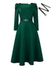 Autumn Stylish Women Evening Party Dress Long Puff Sleeve Elegant Pleated A-Line Gowns Birthday Wedding Celebrate Robes