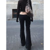 Women's Low Rise Jeans Black Flared Denim Pants Gyaru American Retro Korean Cyber Punk Trumpet Jeans Y2k Skinny Bell Bottom