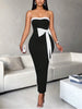 Ladies Elegant Color Block Knot Design One Shoulder Dress Stylish Graceful Versatile Butterfly Bow Dress for Women