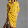 Button Knitted Slim Dresses Women Spring Sexy And Elegant Solid Color Lapel Home Long-sleeved Dress For Women