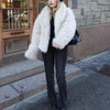 White Faux Fur Coat Woman coats Autumn Winter Fur Plush Fluffy Jacket Warm Red Gray Black Outerwears