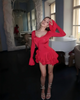 Women's A-Line Bodycon Mini Dress Ruffle Hem V-Neck Asymmetrical Buttons Long Sleeve Short Dress Party Streetwear Outfits