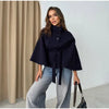 Women's Poncho Coats Vintage Stand Collar Belt Button Lace Up Full Sleeve Overcoat Female Autumn Lady Streetwears