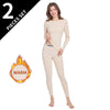 2-piece Autumn/Winter Women's Solid Color Simple Warm Underwear Set Comfortable Round Neck Long Sleeve Elastic Waist Pants Large