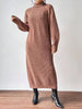 Winter Knit Dresses Women Turtleneck Straight Long Dress Autumn Solid Full Sleeve Thick Casual Vestidos Basis Lady