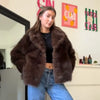 Retro Faux Fur Women Coat Urban Thicken Lapel Long Sleeve Single Breasted Female Outwear Autumn Winter Chic Lady Jacket