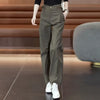 Army Green Wide-Leg Overalls Pants Women Spring Autumn 2026New Drape High Waist Trousers Loose Slim Narrow Straight Pants Female