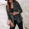 Casual Thin Suit Lady Long-sleeved Blazer Double-breasted Check Blazer Slim Fit Office Lady Elegant Chic Jacket Coat