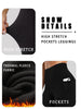 Women's Winter Thermal Leggings with Pockets - High Waisted Fleece Lined Tummy Control Thick Warm Tights for Workout Running