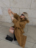 Lady Oversized Long Trench Women Coat Stand Collar Single Breasted Loose Wide Sleeve Casual Coats Autumn Winter Chic Jackets