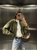 Spring Women's Suede Texture Effect Loose Version of Lapel Shoulder Jacket