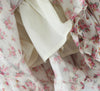Women White Pink Flower Print Puff Long Sleeve Dress Open Buttons Wood Ears Ruffles Hem Mini Shirt Dresses Holiday Robe
