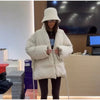 Vintage Lace-up Thicken Jacket Women Full Sleeve V-neck Belt Solid Outwear Female Winter Casual Lady Streetwear