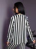 Black and white striped women's suit Jacket Niche Spring holiday party suit jacket Women's casual loose coat