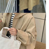 Spring Autumn Women Loose Fit Lined Outerwear Female Hooded Windbreaker Jacket Ladies Long Sleeves Trench Coat