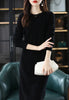 Round Neck Cashmere Dress Women's Long Pullover Sweater Autumn Winter Knitted Knee-Length Pure Wool Dress JJ396