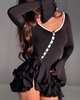 Women's A-Line Bodycon Mini Dress Ruffle Hem V-Neck Asymmetrical Buttons Long Sleeve Short Dress Party Streetwear Outfits