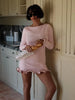 Knitted Contrast Slim Fit Mini Dress Women's Autumn Knitted Sweater Dress Long Sleeve Knitted Mini Dress