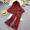 Europe and America Style Women's Spring Vintage Plaid Ruffled Shirt Long Pants Sets