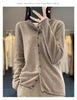 100% Merino Wool Sweater Cardigan Women Korean Coat Solid Color Top Spring/Autumn/Winter Women Hooded Cardigan