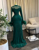 Women Feather Long Sleeve O-neck Ruched Mermaid Long Maxi Dress Street Mesh Sexy Party Cocktail Night Dresses