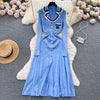 Autumn Winter Wear Dress Women Polo Single Breasted Pocket Design Bodycon Knitting Temperament Sweater Long Dresses