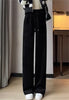 Winter Warm Thicken Lambwool Fluff Wide Leg Pants Women Korean Casual Snow Wear Pantalone Baggy Plush Fleece Spodnie