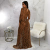 Women Set Street Leopard Print full Sleeve Bodysuit Tops + long Skirts Suits Party Street Two 2 Piece Dress Sets