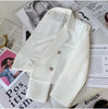 Women's Double Breasted Cropped Blazer Casual Office Wear Solid Color Suit Jacket Woman Spring Slim Fit Long Sleeve Blazers