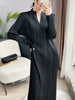 Pleated Long Sleeve V-neck Dress Women Spring Korean Designer Casual Black Dresses Elegant Aesthetic Clothes