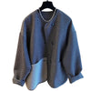 Korean Style Single Breasted Coats Women Autumn Patchwork Gray Loose Casual Coats