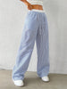 Women's Casual Striped Woven Wide Leg Pants Fall Winter Casual Stylish Full Length Trousers Y2K Clothes Streetwear